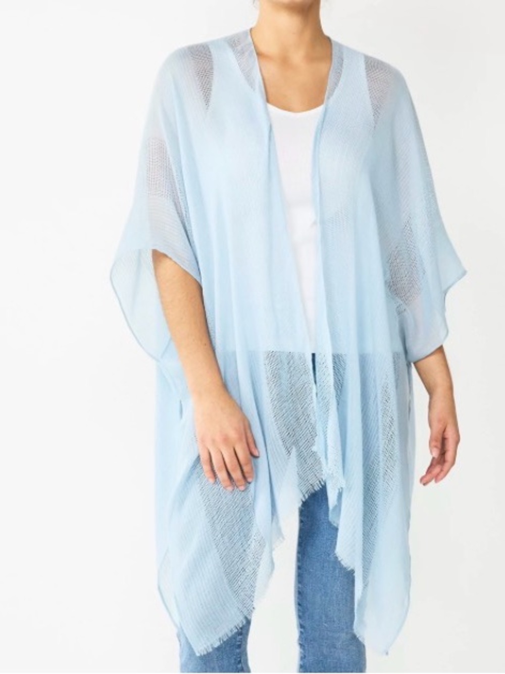 Sonoma Lightweight Sheer Open Front Kimono - Pale Blue